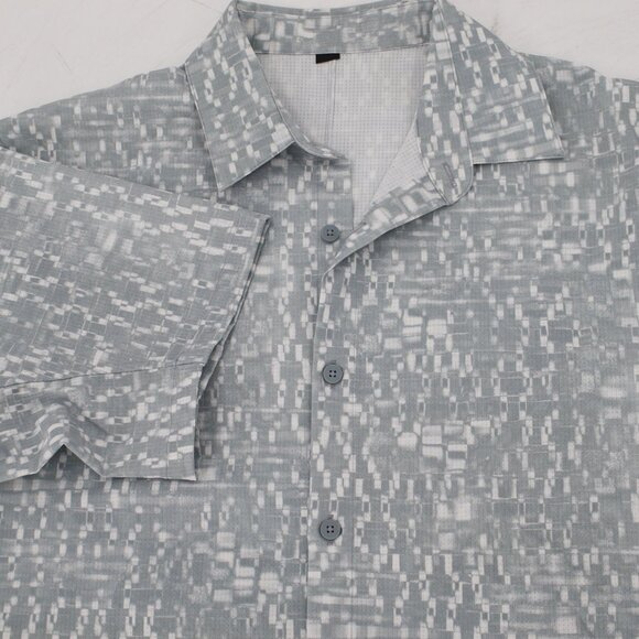 Lululemon Shirt Mens M/L Airing Easy Short Sleeve Button Up all over printed - Picture 1 of 11
